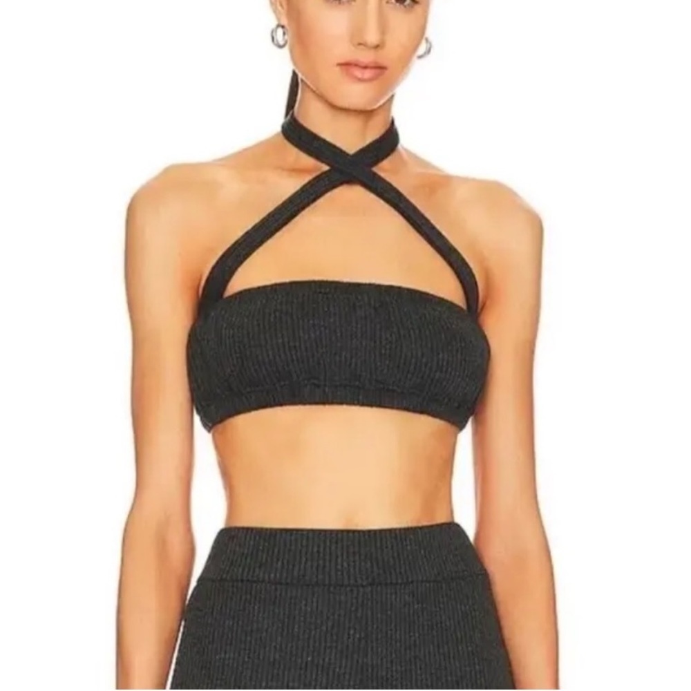 NWT WEWOREWHAT Black Halter Bra Top Medium